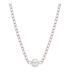 14K White Gold with (1) 2.7mm pearl E-112 16" w/g Natural Necklace