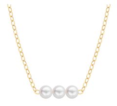 Cultured Starter Necklace (3) 3mm 16" y/g chain CP(3) 3mm 16" y/g Cultured Necklace
