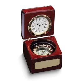 Rosewood Box with Compass & Clock Rose Box Com Clock Jewelry Boxes