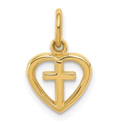 Gold Heart Cross Charm CH-500-14K Charms, Clasps & Gifts