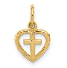 Gold Heart Cross Charm CH-500-14K Charms, Clasps & Gifts