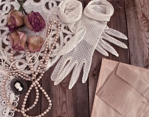 pearl necklace on lace 