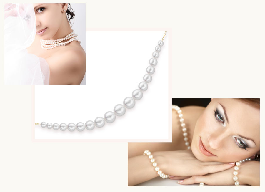 pearl necklace on woman